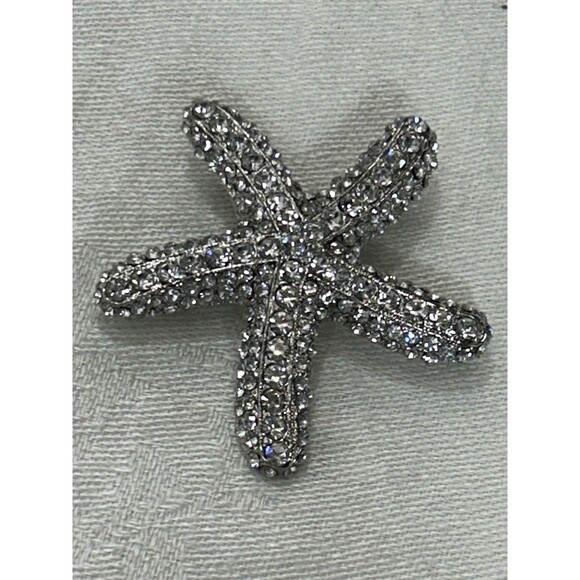 Starfish Pin Brooch Gorgeous Clear Rhinestone Crystal - Picture 1 of 5
